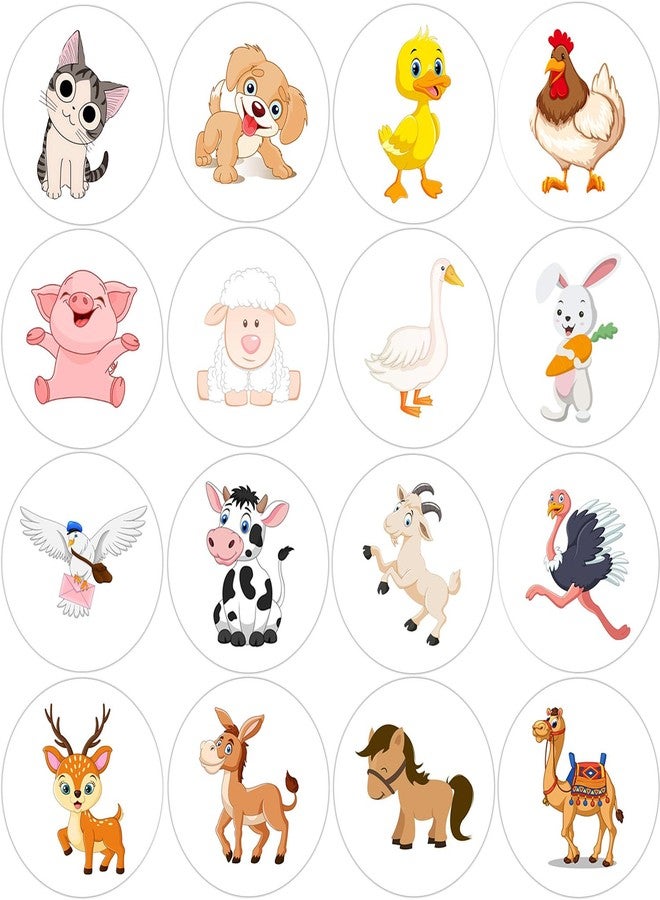 Hohamn 600 Pcs Farm Animals Stickers for Kids Teachers 1.5 Inch 16 Styles Farm Animals Stickers Roll for Kids Birthday Party School Reward Giveaways - Image 1